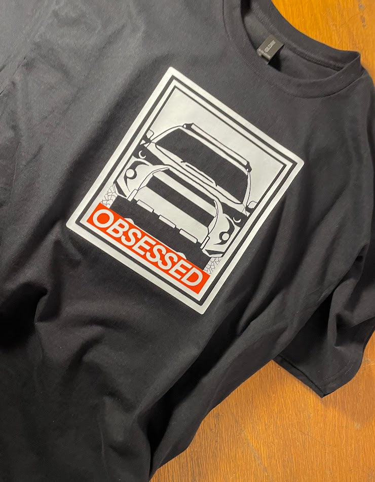 Obey Obsessed Toyota 4runner close up black shirt
