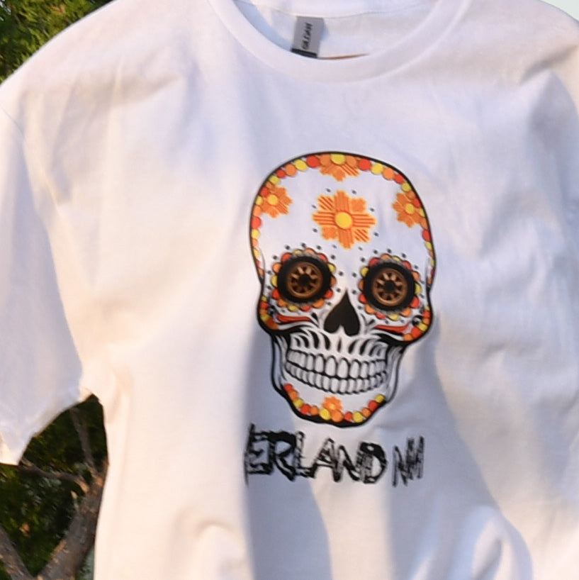 Overland NM sugar skull shirt in mesquite